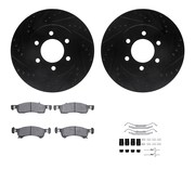 DYNAMIC FRICTION CO 8512-54148, Rotors-Drilled and Slotted-Black w/ 5000 Advanced Brake Pads incl. Hardware, Zinc Coated 8512-54148